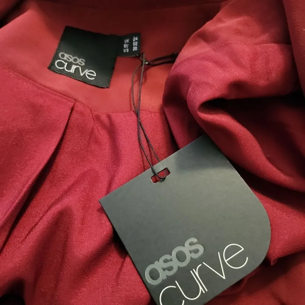 NWT ASOS Curve size 24 Bordeaux blazer - Picture 6 of 8